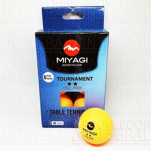 Bolas Pelotas Ping Pong Caja X 6 Naranja Miyagi