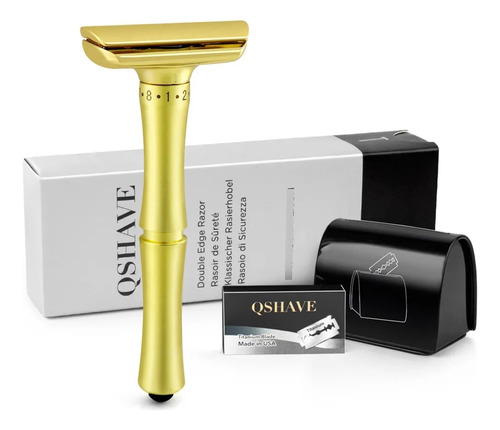 Rastrillo Afeitar Qshave Gold Ajustable,5 Cuchillas Regalo. 