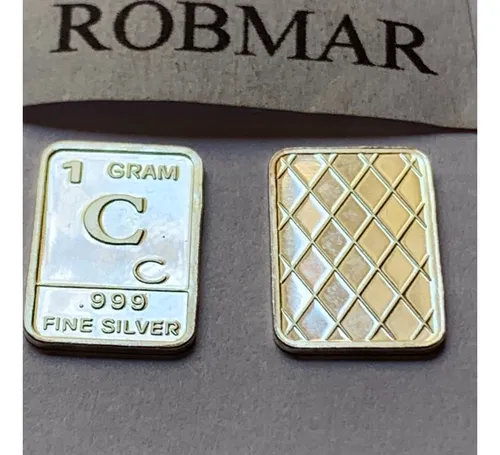 Robmar-lingote De 1 Gramo. Plata Pura 24k-0.999 Y Letra C