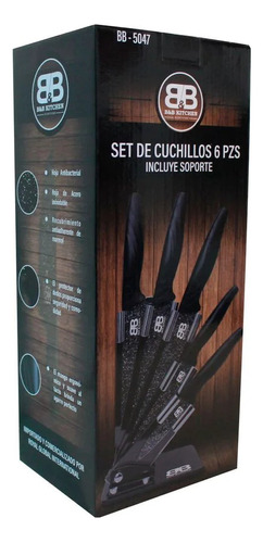 Set De Cuchillos 6 Piezas Incluye Soporte B&b Profesional