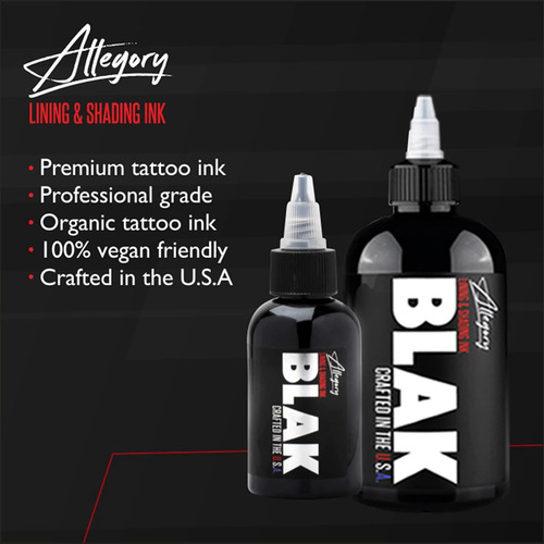 Tinta De Tatuagem Allegory Blak Premium Black 60 Ml Vegan Or
