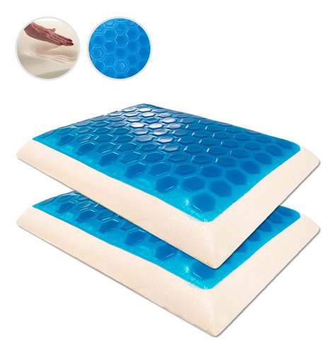 Almohada Viscoelástica Gel Memory Foam Termorregulable Setx2