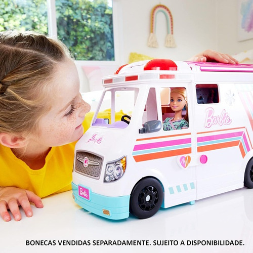 Barbie Ambulância E Clínica Médica 2 Em 1 Com Luz E Som