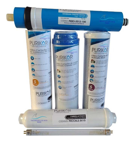 Kit Repuestos Para Osmosis Purikor 6 Etapas Con Uv