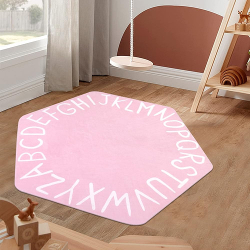 Staruia Hexagon Pink Abc Rug Para El Dormitorio De Las Niñas