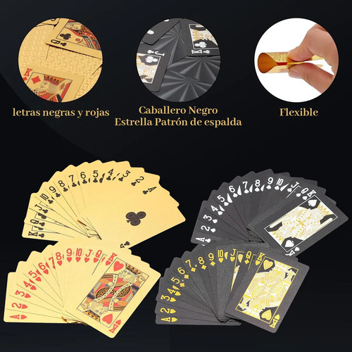 2pcs Baraja De Naipes, Baraja Inglesa Dorada Y Negro