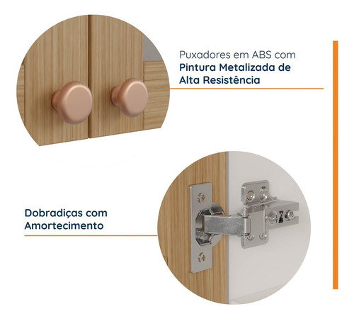 Armário Aéreo 2 Portas 80cm Com Porta De Vidro Arizona Wt