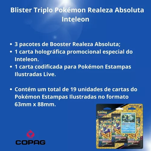 Blister Triplo Jogo Cartas Pokemon Inteleon Realeza Absoluta Copag