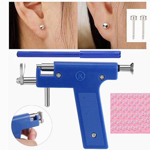Imagen 4 de 10 de Kit Pistola Inoxidable Perforadora Cuerpo Aros Piercing