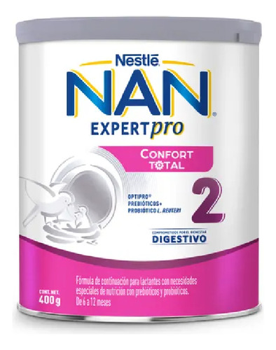 Nan Confort Total Fórmula Infantil Etapa 2 400 G Sin Sabor