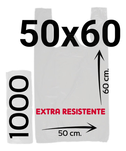 Bolsa Aseo Camiseta Plasticas 50x60 Pack 1000 