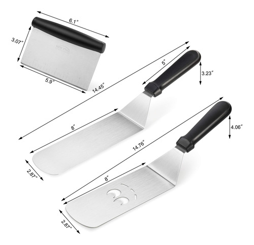 Juego De Espatula Para Barbacoa Acero Inoxidable De 3 Piezas