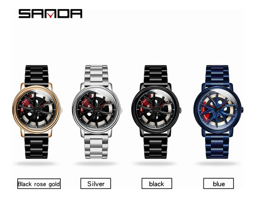 Reloj De Rin Giratorio Sanda Para Caballero, Reloj Deportivo Plateado