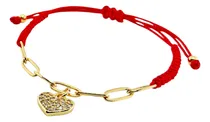 Comprar Pulsera Hilo Rojo, Cadena Y Dije Corazón Bañado En Oro 18k