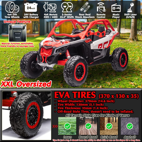 Sopbost Brp Can-am Maverick X3 24 V Utv Para Niños De 2 Plaz