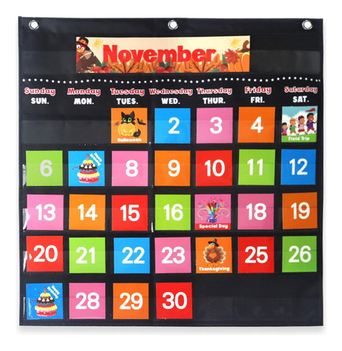 Calendario De Bolsillo Para El Aula, Gráfico De Negro