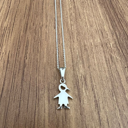 Imagen 3 de 10 de Collar De Plata 925 Dije De Niña O Niño Cadena 45cm Agálea