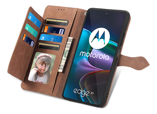 Funda De Piel Con Cierre Abatible Para Moto G8 Play/one Macr