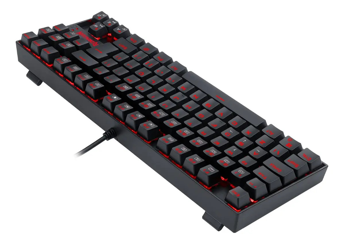 Teclado Gamer Redragon Kumara Preto com Rgb Vermelho Mecânico ABNT2 Switch Brown K552-2