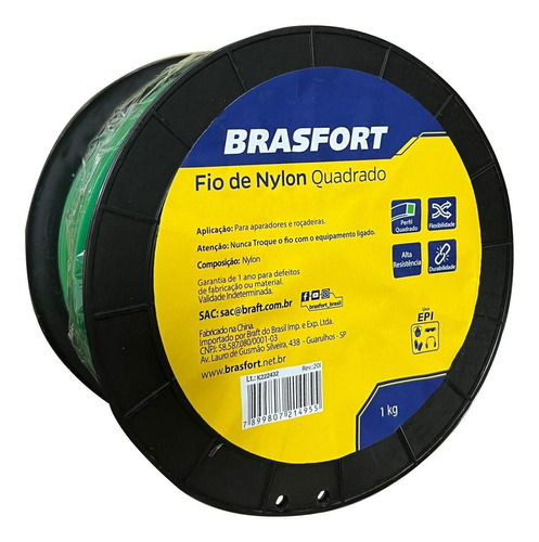 Fio De Nylon Brasfort Quadrado 2,4mm/195m 1kg  9010
