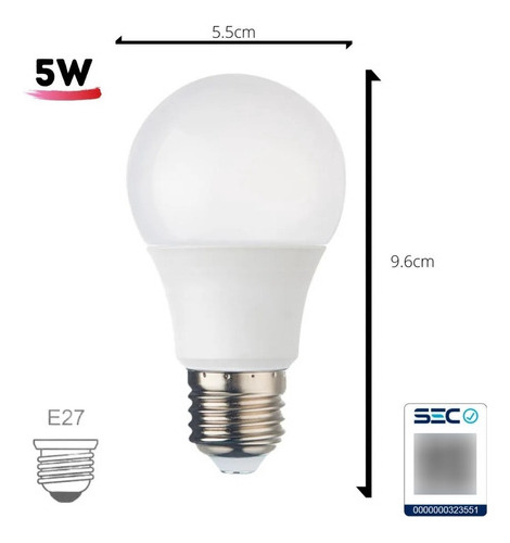 Ampolleta Led Base Rosca Normal E27 5w Sec