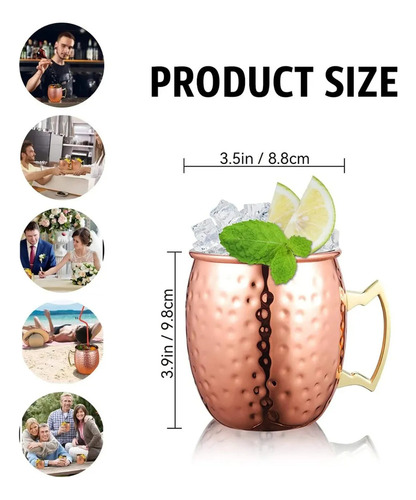 Ll Vaso Moscow Mule De Cobre De 550 Ml, Ideal Para