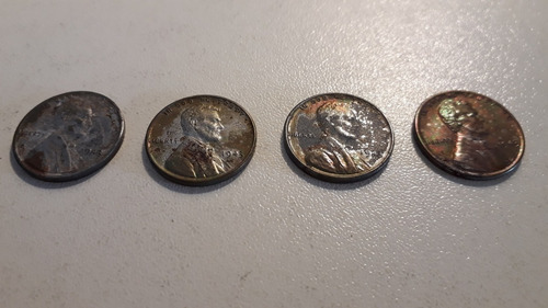 Lote De 4 Moedas 1 Cent De Dólar De Aço 1943 P/ Colecionador (Usado)