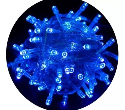 Guirnalda Luces 100 Led Azul Funciones Enchufe 220v