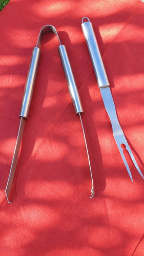 Set De Tenedor Y Pinza Para Asador.acero Inoxidable.