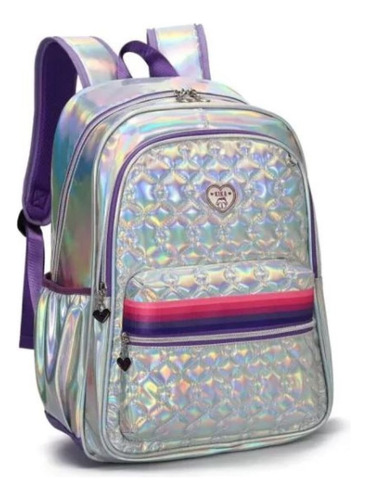 Mochila Escolar Kika Juvenil Kk24m01 Cor Violeta  Design Liso 15l