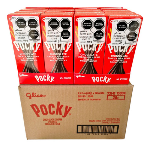 Galletas Glico Pocky Chocolate 40g Paquete Con 20 Cajas