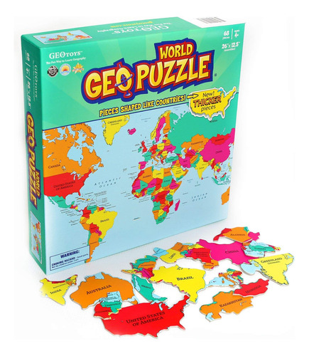 Geopuzzle World - Rompecabezas De Geografia Educativa (68 P
