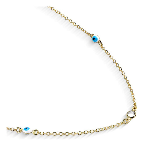 Colar Feminino Pingente Olho Grego E Cristais Ouro 18k Cor Dourado