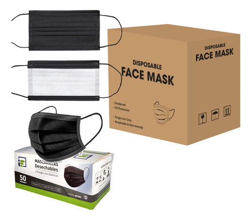 Mascarilla Desechable Certificada 2000 Unidades 40 Cjs Negra