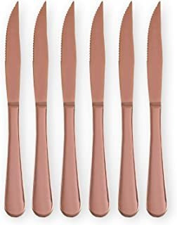 Rose Gold Juego De Cuchillos Para Carne (6 Piezas, Acero Ino