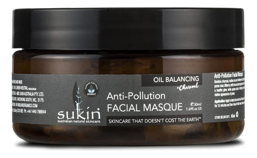 Máscara Facial De Carvão Balanceador De Óleo Sukin, 100 Ml