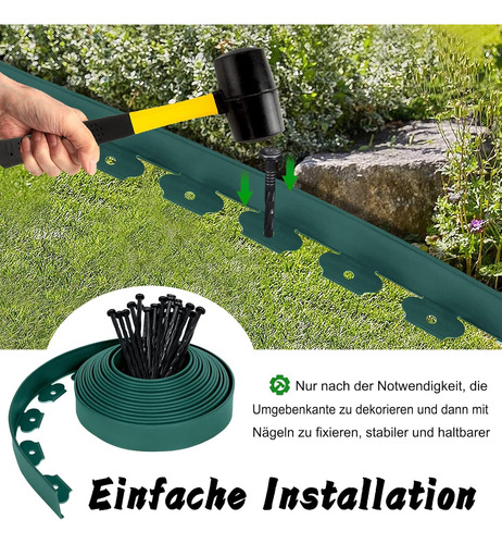 Limitador De Jardín Borde Separador Césped 5cm×6m Con Clavos