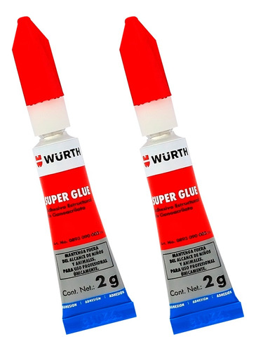 X2 Pegamento Instantaneo Wurth 2g Super Glue Tipo Gotita