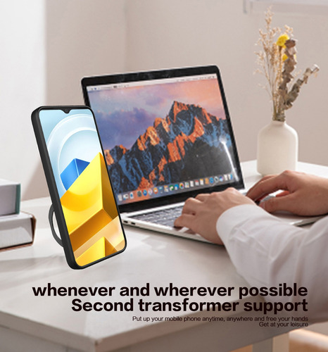 Funda Para Poco M5 Jiashang Uso Rudo Anillo + Tapa Camara Azul Jiashang