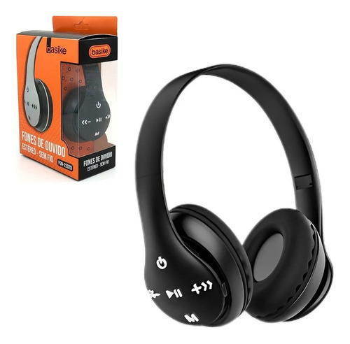 Fone Ouvido Headphone Sem Fio Bluetooth Ginástica Academia Cor Preto Cor da luz Azul