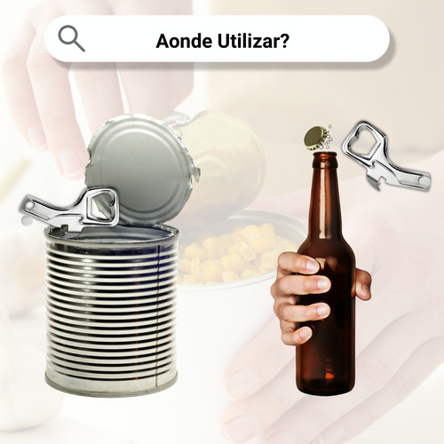 Abridor De Lata E Garrafa Aço Inox Resistente Cozinhas E Bar