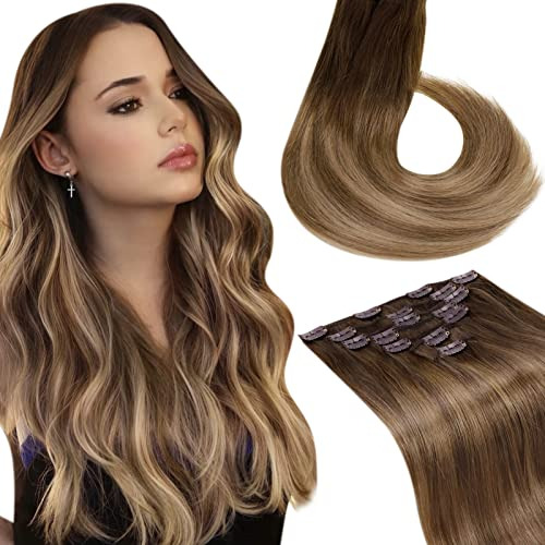 Laavoo Balayage Clip De Pelo Humano En Extensiones N6kgr