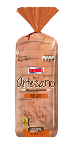 Pan Bimbo Artesano Integral X 500g