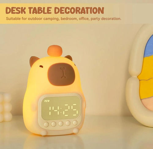Reloj Despertador Digital Con Lámpara Capibara Kawaii Capibara