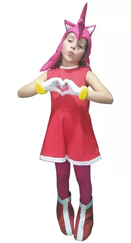 Personagem Vivo Mascote Fantasia Amy Rose- namorada do Sonic