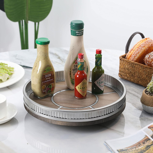 Charola Decorativa Lazy Susan, Es De Madera Color Café...