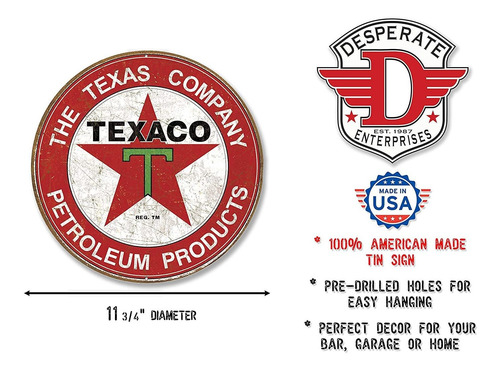 Imagen 2 de 2 de Texaco Aceite De Motor Weathered Tin Sign 13 X 16 En