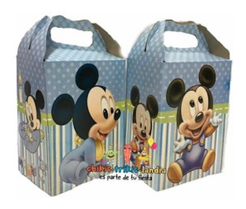 50 Cajitas Dulceros Fiesta Recuerdo  Compatible Mickey Bebe