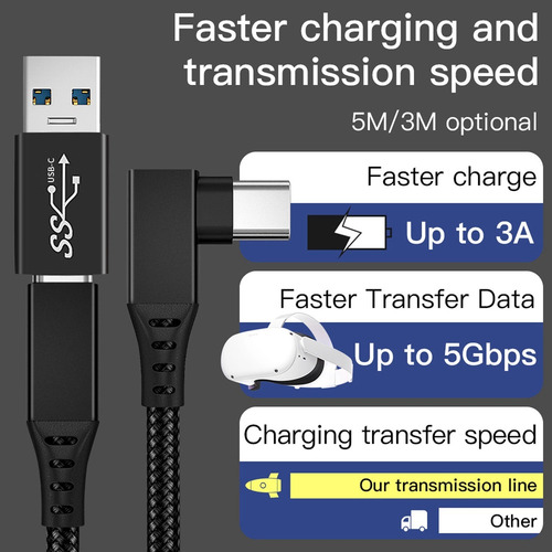 Cable De Carga Para Quest 2, Línea De Datos Vr Compatible Y