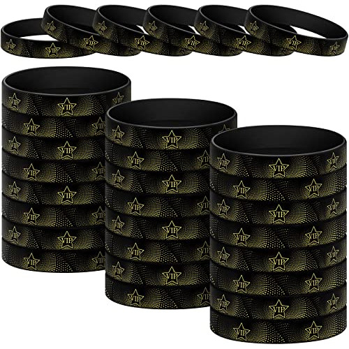 Pulseras Vip De Silicona Eventos, Color Oro Negro, Braz...